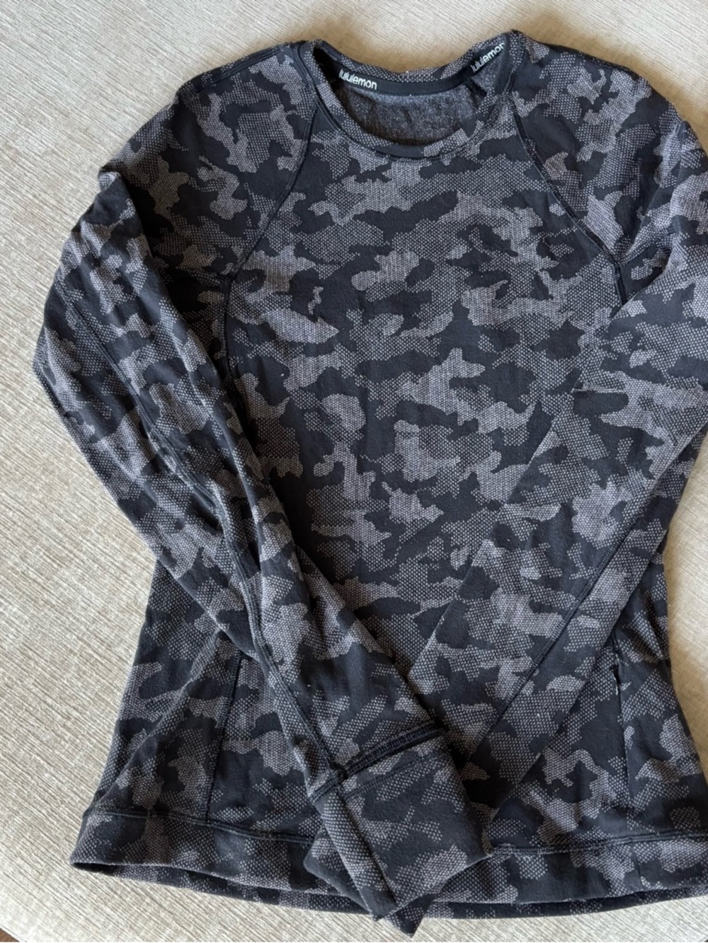 lululemon athletica Black & Gray Camo Long Sleeve Top